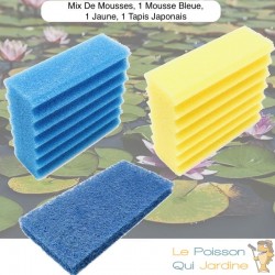 Mousses De Remplacement, 1 Mousse Jaune + 1 Bleue + 1 Tapis Japonais