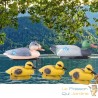 Lot De 3 Décorations , 1 Mâle + 1 Femelle Canard + 3 Canetons, Artificiel