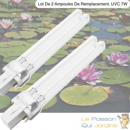 Lot De 2 Ampoules De Remplacement, UVC 7W, Aquarium, Bassin De Jardin