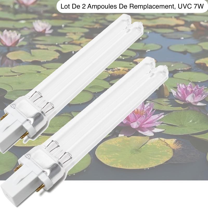 Lot De 2 Ampoules Stérilisateur - Clarificateur UV 7W, Aquarium, Bassin De Jardin