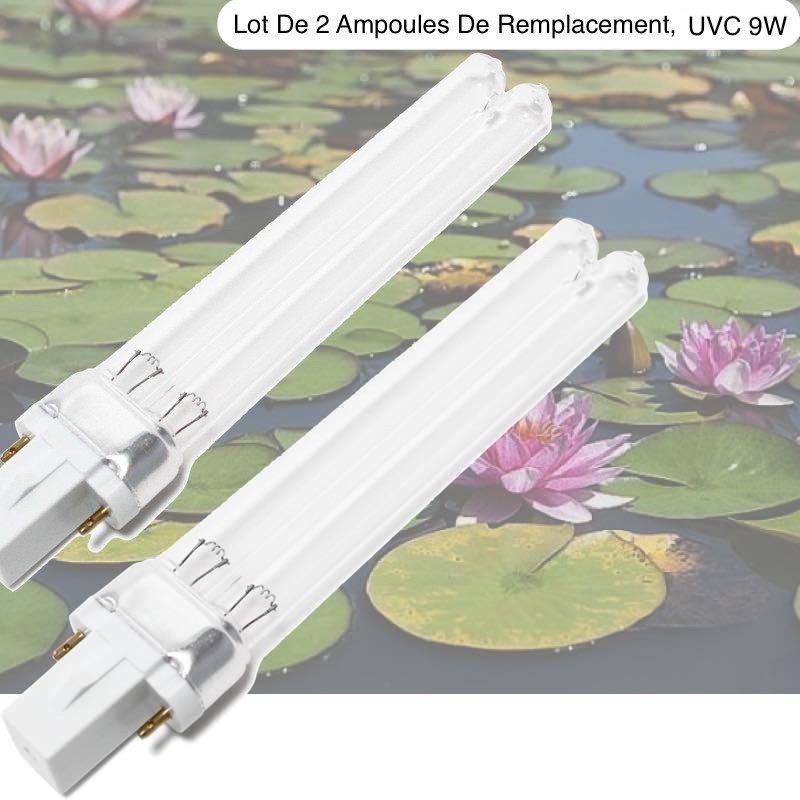 Lot 2 Ampoules Stérilisateur - Clarificateur, UV 9W, Aquarium, Bassin De Jardin