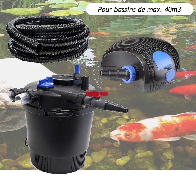 Kit Filtration Pression UV 36W, Pompe, Tuyau Pour Bassins De 40000 L - Le  Poisson Qui Jardine