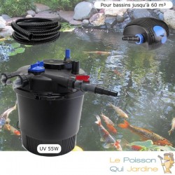 Kit Filtration Pression UV 55W, Pompe, Tuyau Pour Bassins De 60000 L