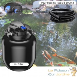 Kit Filtre Pression UV 55W, Pompe, Tuyau, Pour Bassins De 100000 L