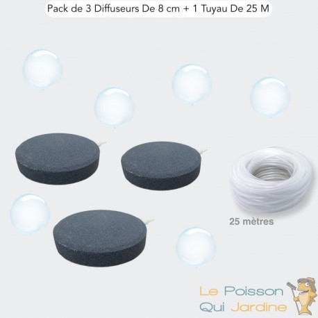 Pack de 3 Diffuseur De 8 cm, Forme Disque + 1 Tuyau De 25m