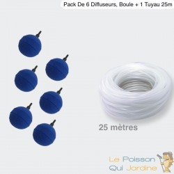 Pack 6 Diffuseurs D'air, Boule 5 cm + 1 Tuyau De 25m, Aération Bassin