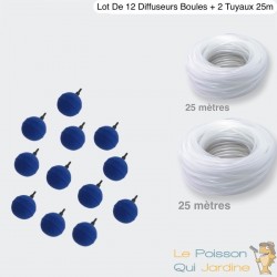 Pack 12 Diffuseurs D'air, Boule 5 cm + 2 Tuyau De 25m, Aération Bassin