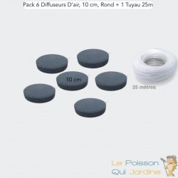 Lot De 6 Diffuseurs D'Air, Rond 10 cm + 1 Tuyau 25 m, Bassin, Étang