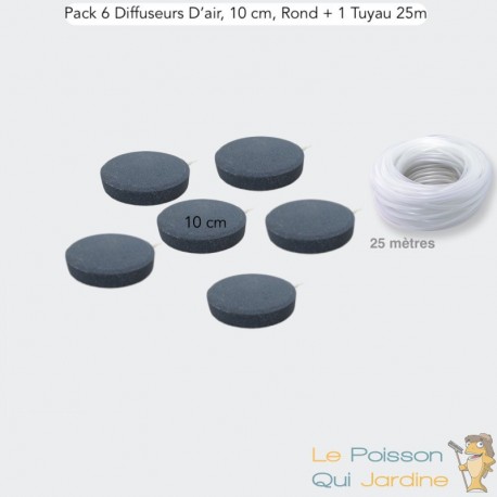 Lot De 6 Diffuseurs D'Air, Rond 10 cm + 1 Tuyau 25 m, Bassin, Étang