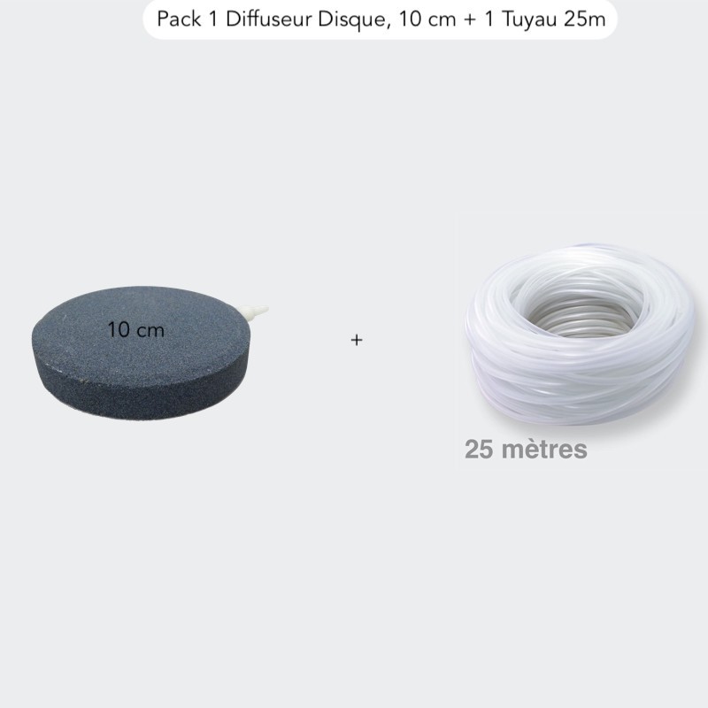 Pack Diffuseur D'Air, Forme De Disque, 10 cm + 1 Tuyau De 25 m, Bassins