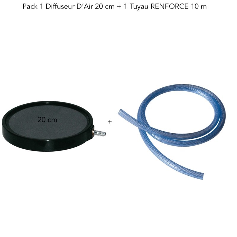 Diffuseur D'Air, Forme De Disque 20 cm Pour Bassins De Jardin + 1 Tuyau RENFORCE De 10 m