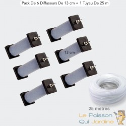 Pack de 6 Diffuseurs D'Air De 13 cm + 1 Tuyau De 25 m Pour Bassins