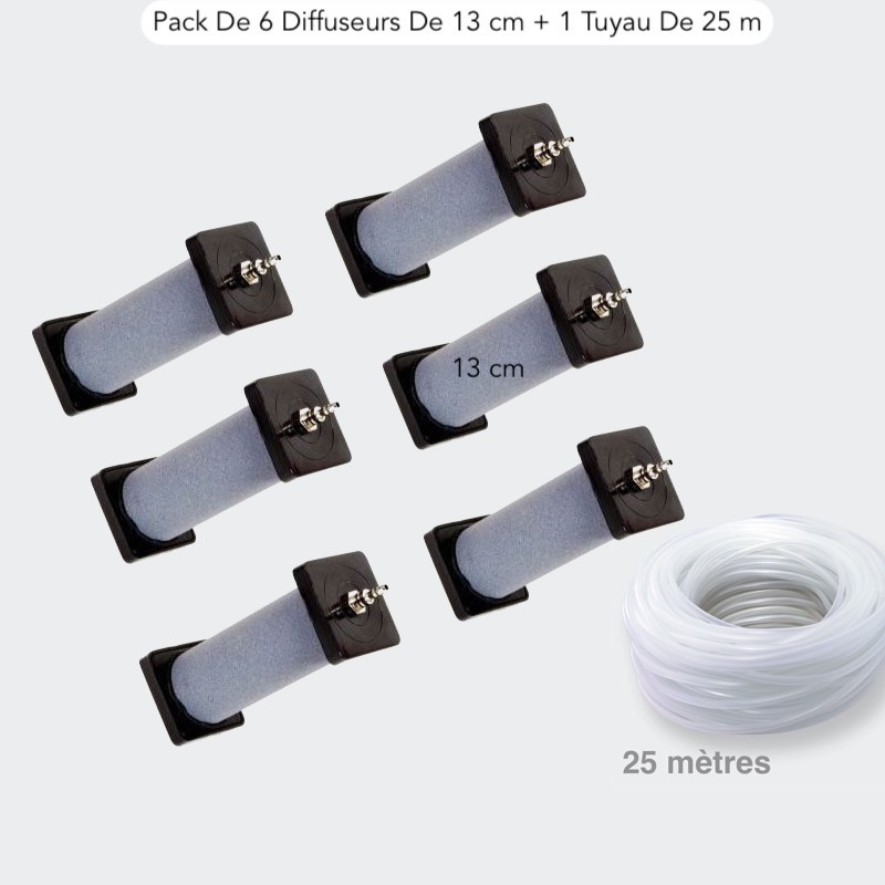 Pack de 6 Diffuseurs D'Air De 13 cm + 1 Tuyau De 25 m Pour Bassins