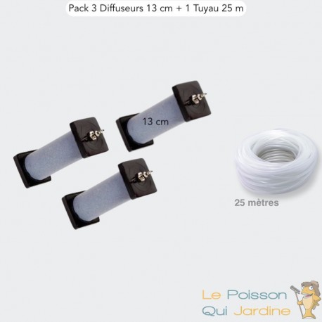 Pack 3 Diffuseurs D'Air, 13 cm De Long + 1 Tuyau De 25 m, Bassins