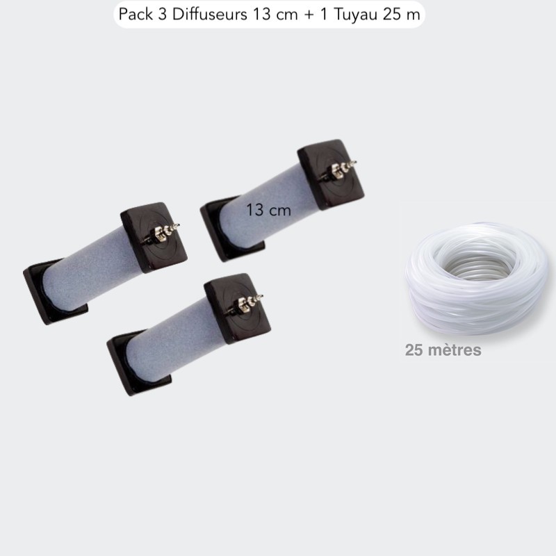 Pack 3 Diffuseurs D'Air, 13 cm De Long + 1 Tuyau De 25 m, Bassins