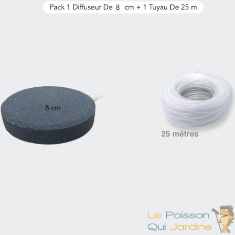 Pack 1 Diffuseur D'Air, Forme De Disque 8 cm + 1 Tuyau De 25 m, Bassins