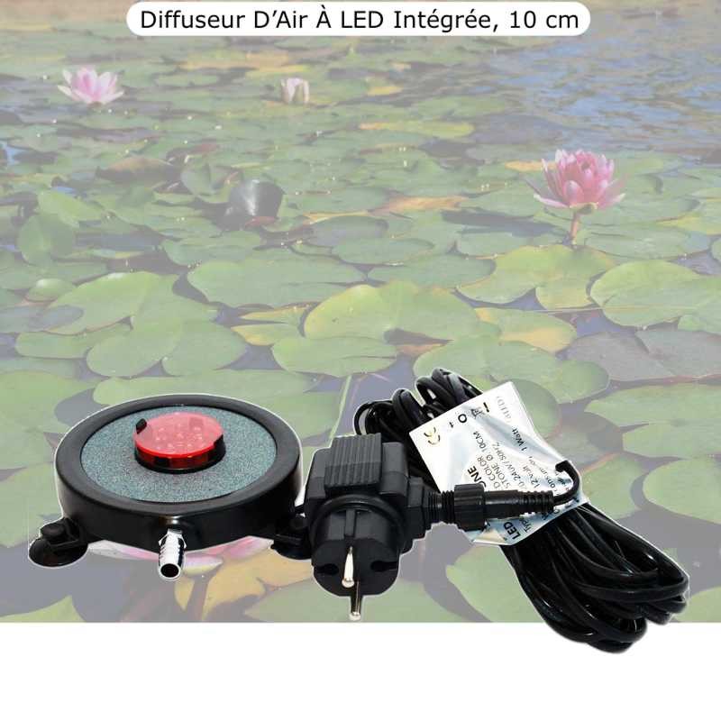 Diffuseur D'Air 2 En 1, Disque À LED Intégrée, 10 cm, Pour Bassins De Jardin