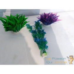 Lot 3 Plantes Plastiques Déco Aquariums: Verte, bleue et mauve