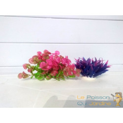 Lot 2 Plantes Plastiques Déco Aquariums: rose et mauve