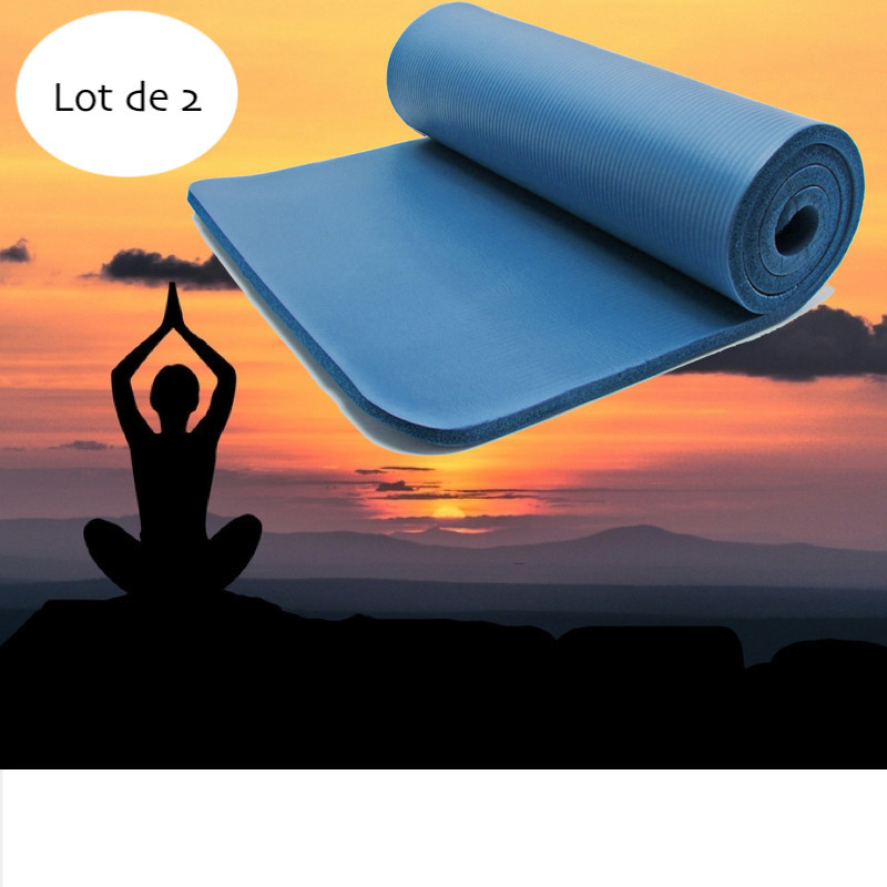 Lot de 2 : Tapis De Sport - Sol Bleu 185 X 80. Yoga, Pilates, Body Balance, Stretching, Abdominaux