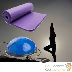 Bosu ou Ballon D'Équilibre Idéal Pour Yoga, Balance & Proprioception et tapis de sol 185 X 80 violet