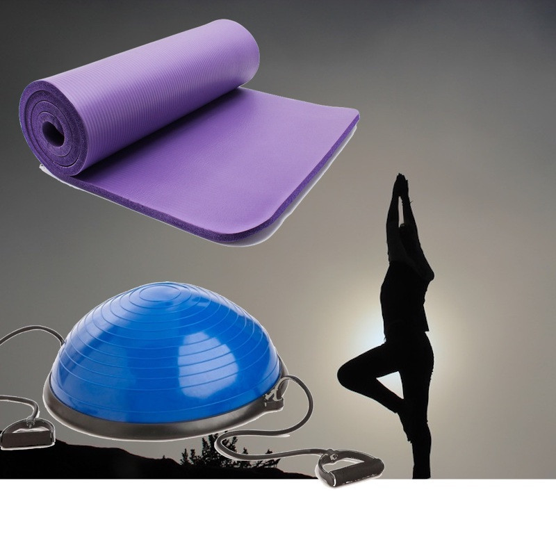 Tapis De Sol 185 cm Violet Et Ballon D'Équilibre Idéal Pour Yoga, Balance & Proprioception