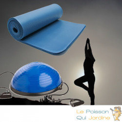 Bosu ou Ballon D'Équilibre Idéal Pour Yoga, Balance & Proprioception et tapis de sol 180 X 60 bleu