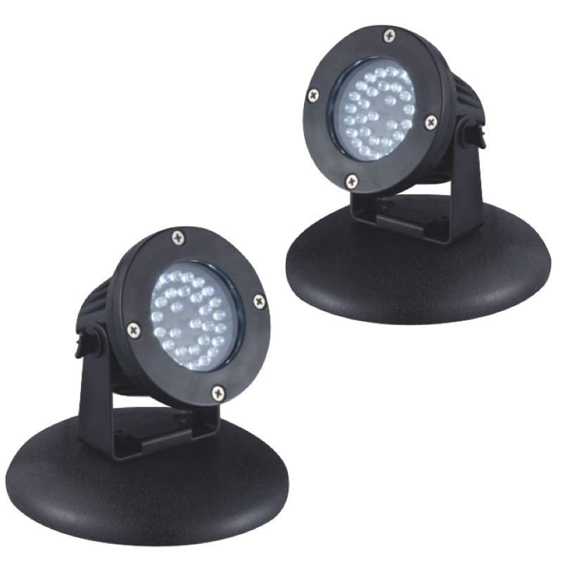 Lot de 2 Spots Led 2,2W Immergeables Pour Bassin De Jardins Et Piscine