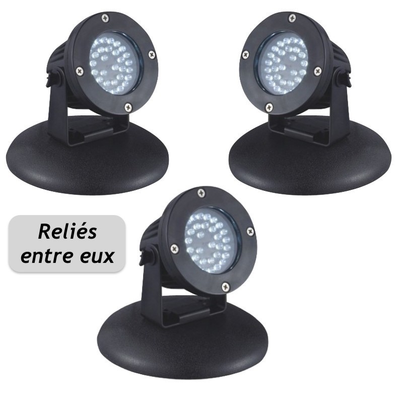 3 Spots Led 2,2W Immergeables Pour Bassin De Jardins Et Étangs Extérieurs