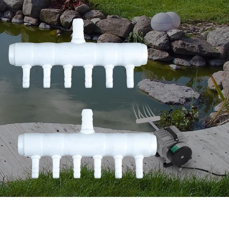 Lot de 2 Multi Diviseurs Plastique 6 Sorties Pour Aérateur & Pompe à Air Bassin & Aquarium