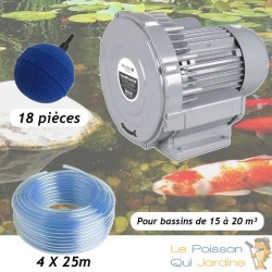 Kit Bassin Pompe À Air Vortex Turbine 15000 l/h + 18 Boules Diffuseurs Bassins De Jardin