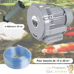 Kit Pompe À Air Vortex Turbine 15000 l/h + 6 diffuseurs 30 cm Pour Bassins De Jardin