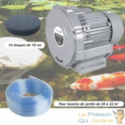 Kit Pompe À Air Vortex Turbine 18000 l/h + 16 Disques 10 cm Pour Bassins De Jardin