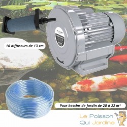 Kit Pompe À Air Vortex Turbine 18000 l/h + 12 Disques 15 cm Pour Bassins De Jardin