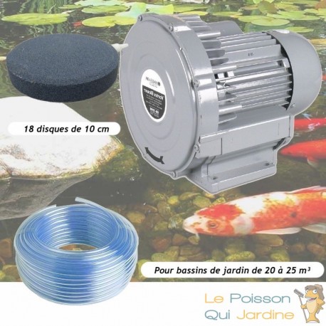 Kit Pompe À Air Vortex Turbine 21000 l/h + 18 Disques 10 cm Pour Bassins De Jardin