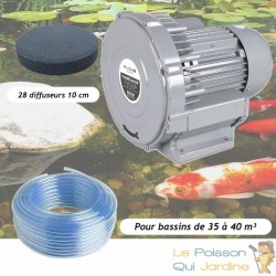 Kit Pompe À Air Vortex Turbine 38400 l/h + 28 Disques De 10 cm Pour Bassins De Jardin