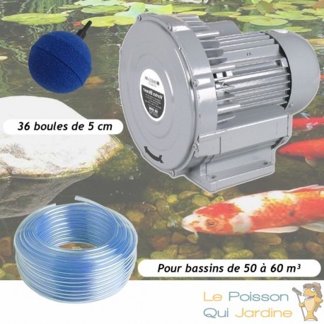 Kit Pompe À Air Vortex Turbine 60000 l/h + 36 Boules Pour Bassins De Jardin