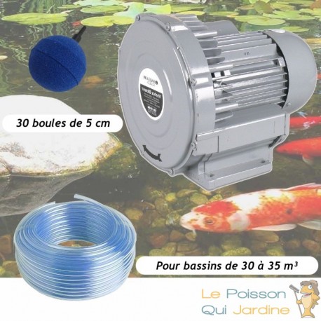 Kit Pompe À Air Vortex Turbine 30000 l/h + 30 Boules Pour Bassins De Jardin