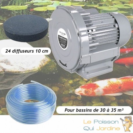 Kit Pompe À Air Vortex Turbine 30000 l/h + 24 Disques 10 cm Pour Bassins De Jardin