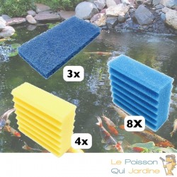 Lot De 4 Mousses De Filtration Jaunes + 8 Bleues + 3 Tapis Japonais, De Remplacement Pour Bassins