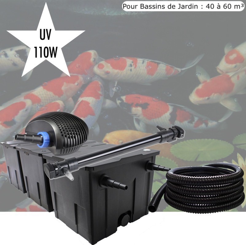 Kit De Filtration, UV 110 W , Pour Bassin de Jardin : 40 à 60 m³
