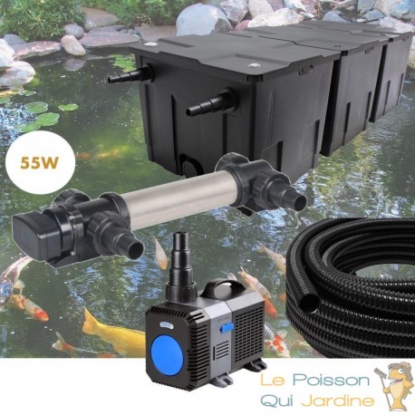 Kit de Filtration complet avec UV 55W pour bassin de jardin : 40 à 60 m³