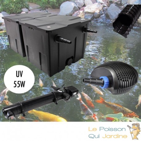 Kit Filtration Complet, UV 55W, Pour Bassins De Jardin De 25000 L