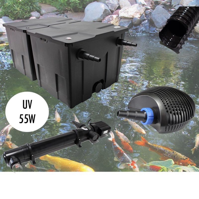 Kit Filtration Bassin Complet, UV 55W, Pour Bassins De Jardin De 25000 L Le Poisson Qui Jardine