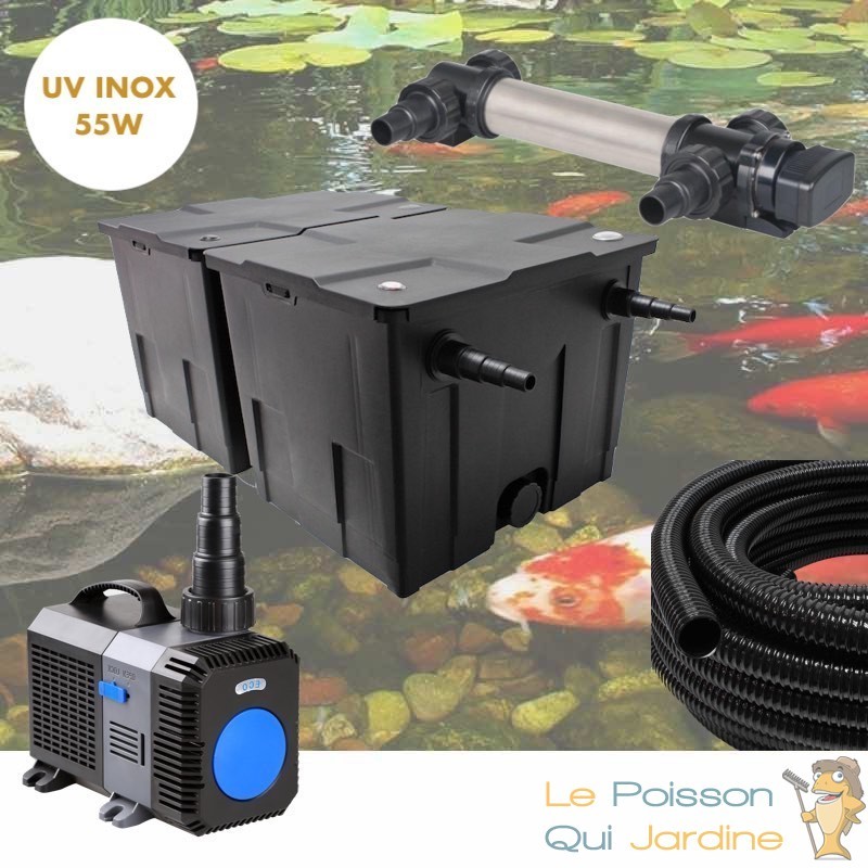 Kit De Filtration Complet Avec UV 55W INOX Pour Bassin De Jardin De 20 à 25m3 Le Poisson Qui