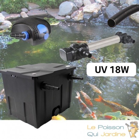 Kit De Filtration, Avec UV 18W INOX , Pour Bassin De Jardin : 5 à 10 m³
