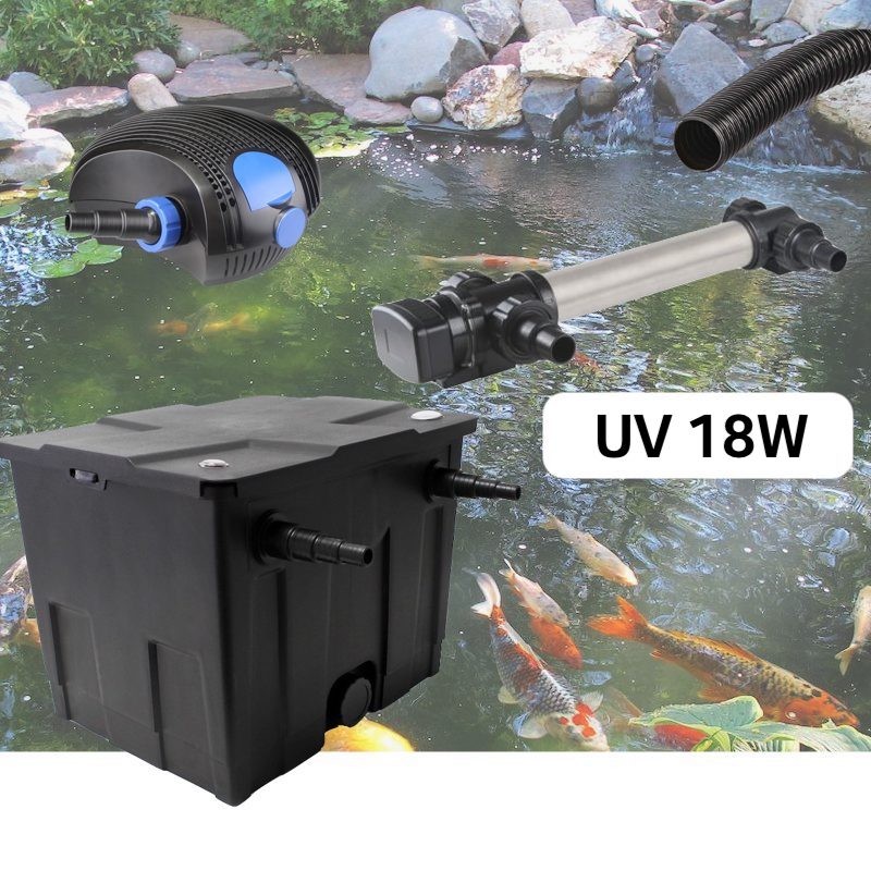 Kit De Filtration, Avec UV 18W Inox, Pour Bassin De Jardin : 5 à 10 m³