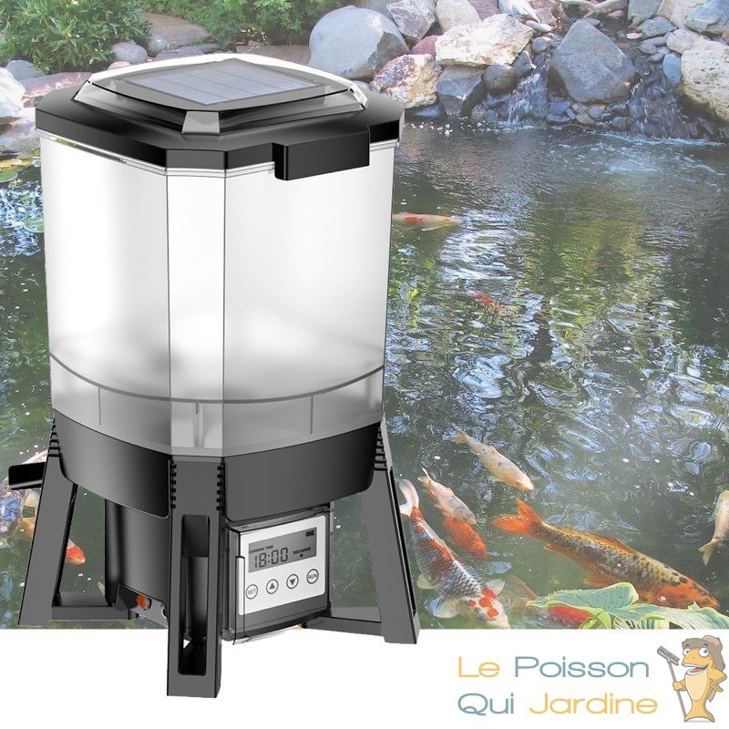 Distributeur Nourriture Poisson Automatique, Distributeur de Nourriture  pour Poisson de Bassin pour Aquarium Réglable Convient pour