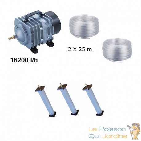 Set aération bassin de jardin 3 diffuseurs de 30000 à 50000 litres