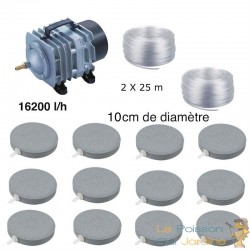 Set aération bassin de jardin 12 disques 10 cm de 30000 à 50000 litres